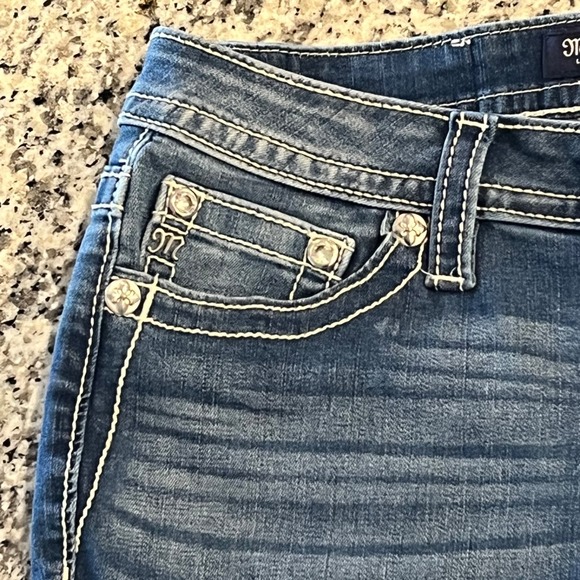 Miss Me Mid Rise Boot Jeans Womens 27 x32 Cowgirl Rodeo Embroidered Rhinestone - Picture 7 of 14